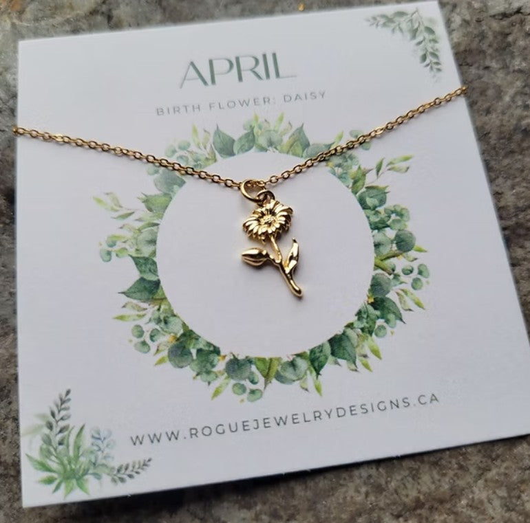 April Birth Flower Necklace