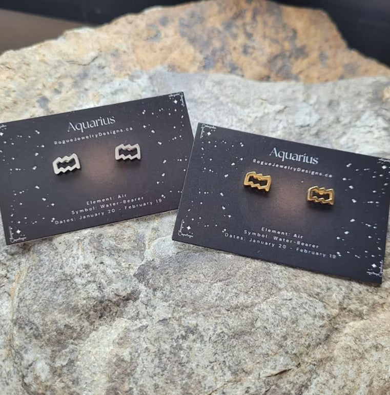 Aquarius Zodiac Studs