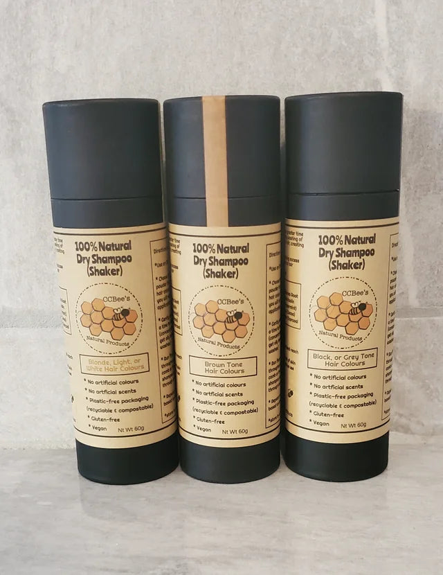 Dry Shampoo that you use on dry hair in between wet washes.  Contains no artificial scents, colourants, additives, cornstarch or talc.  lightly scented with lavender essential oil