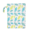 Load image into Gallery viewer, These bags are for storing dirty diapers until laundry day. They go right into the washing machine with the diapers. Wet Bag in "Spring Leaves" with a white background and blue and light green leaves.