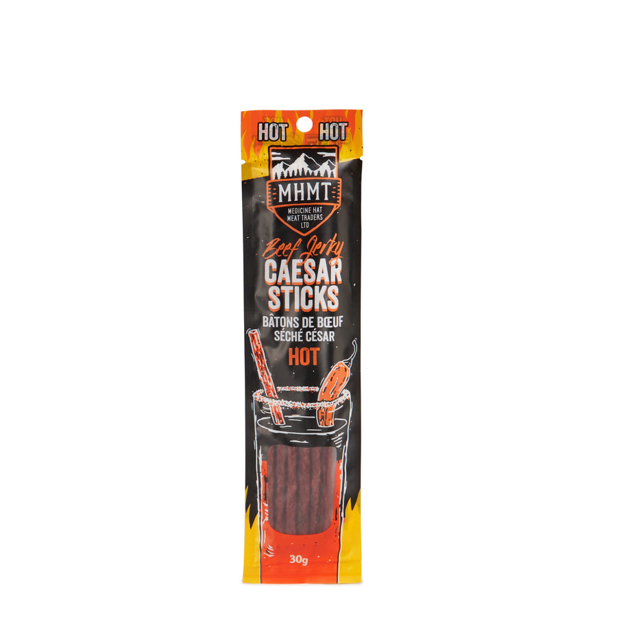 30g package of hot beef jerky Caesar Sticks contains 6 individual sticks.