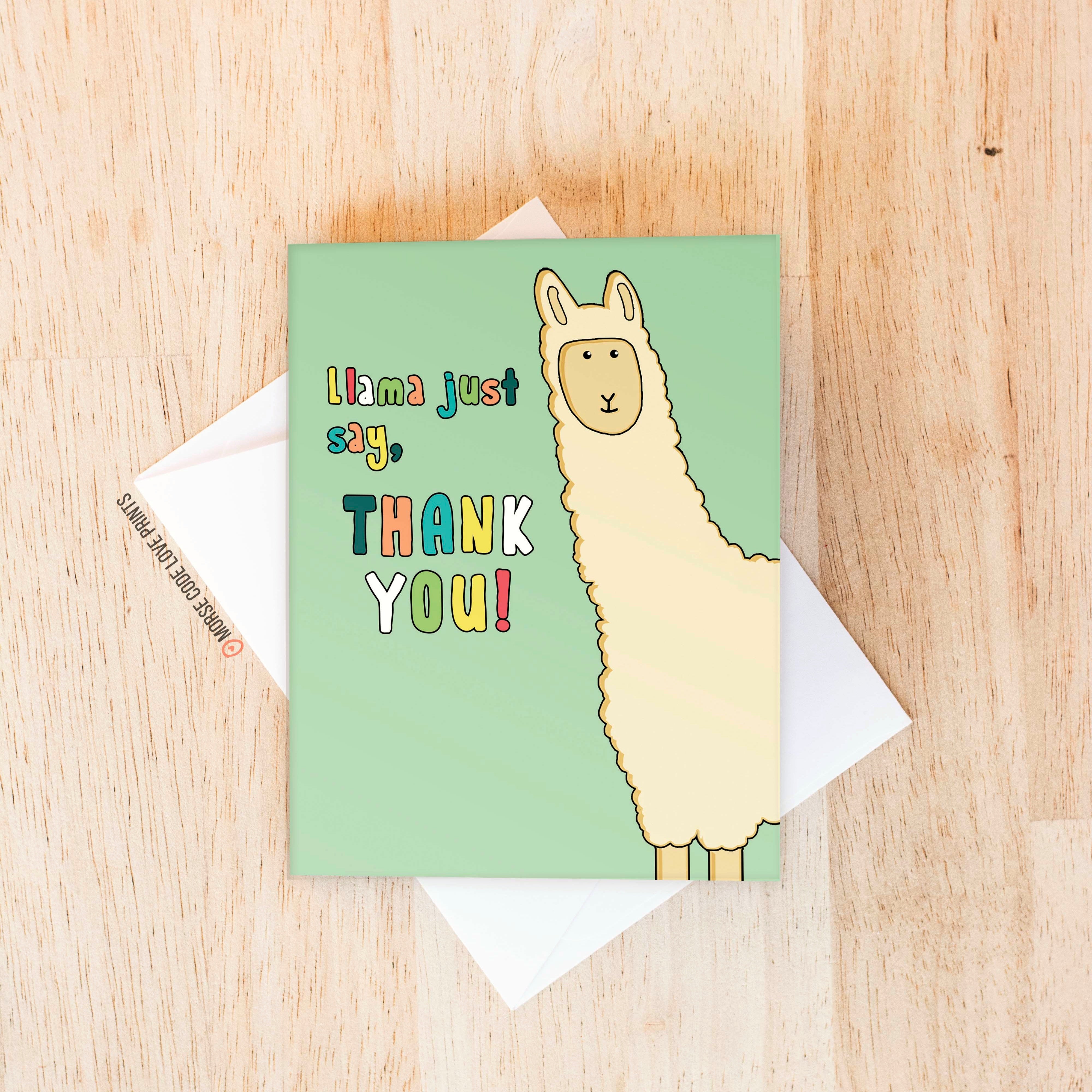 Llama Thank You Card