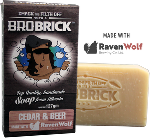 Now made using Ravenwolf Beer. Love the smell of fresh cut wood? Then you are going to love this brick. The lye is dissolved in beer and then infused with cedar oil. 