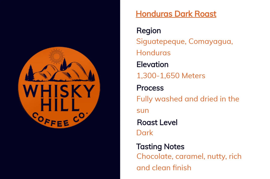 Region: Siguatepeque, Comayagua, Honduras  Elevation: 1 300m - 1 650m  Process: Fully washed and dried in the sun  Roast Level: Dark  ﻿Tasting Notes:﻿ Chocolate, caramel, nutty, rich and clean finish