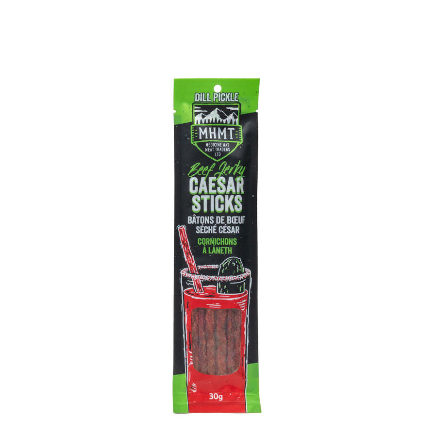 30g package of the dill pickle beef jerky Caesar sticks from MHMT