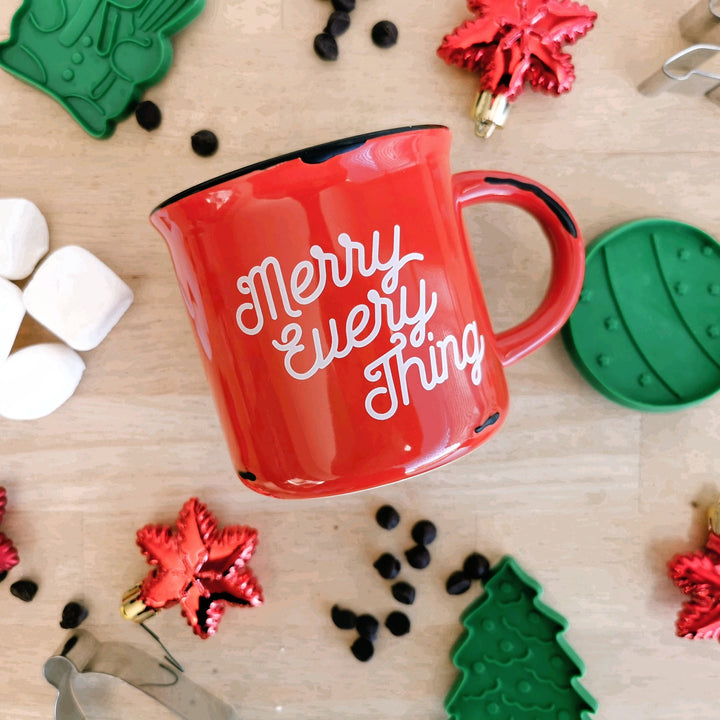 Red "Merry Everything" 15oz ceramic fired imprint mug