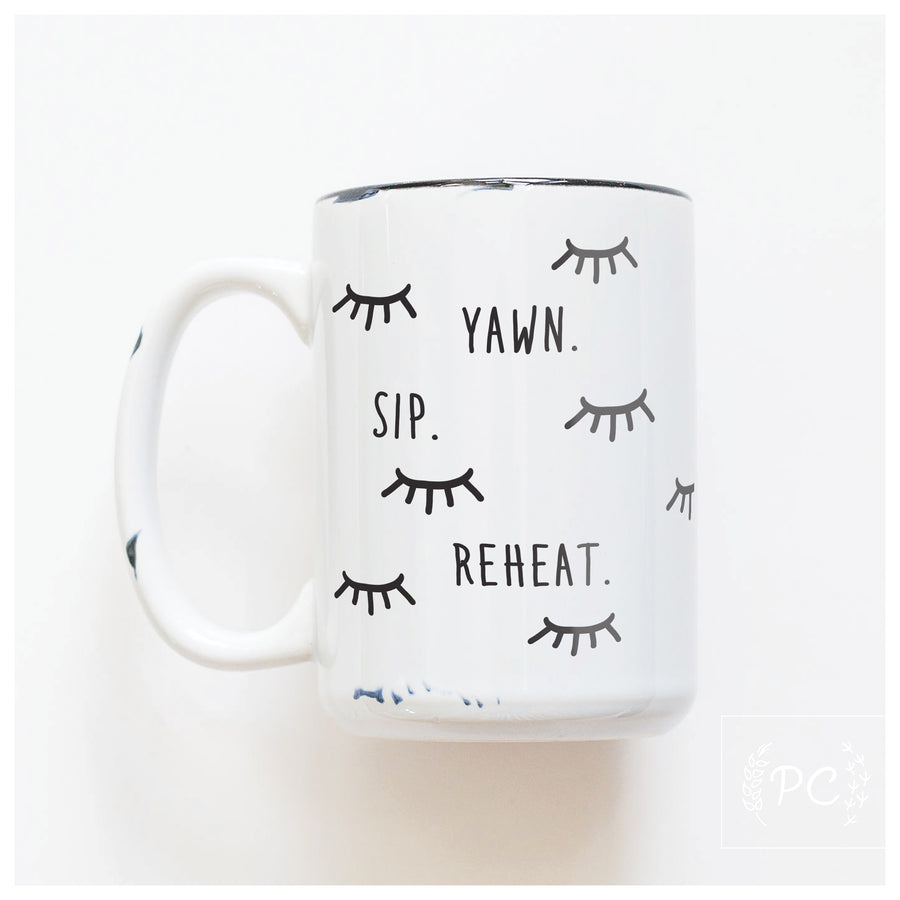 YAWN SIP REHEAT - MUG - PRAIRIE CHICK PRINTS