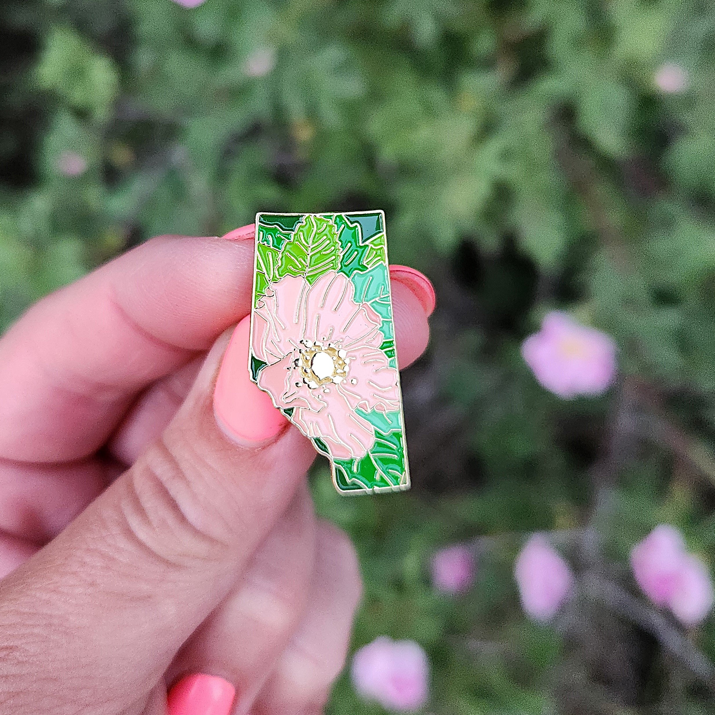 Alberta Wild Rose Enamel Pin