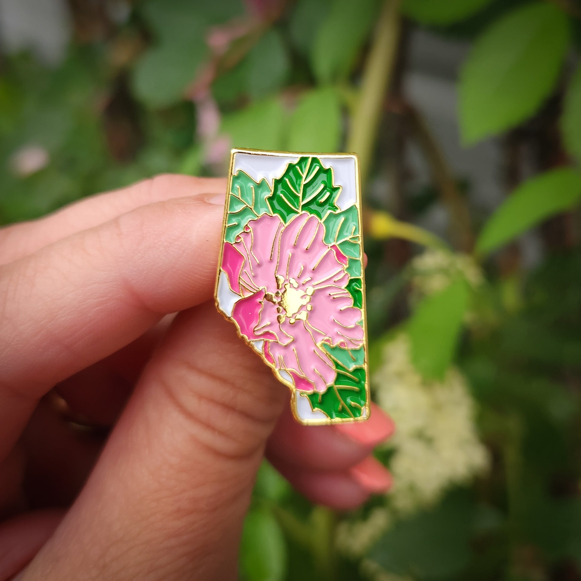 Alberta Wild Rose Enamel Pin