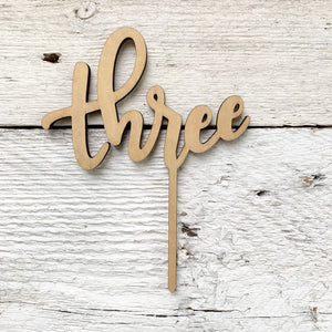 Three Wooden cake topper - Etch'd Designs