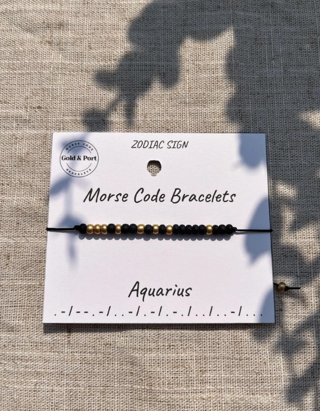Aquarius Zodiac Morse Code Bracelet
