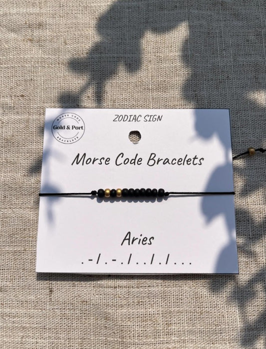 Aries Zodiac Morse Code Bracelet