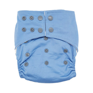 Cloth Diaper in "Forget Me Not" Blue with Grey Buttons