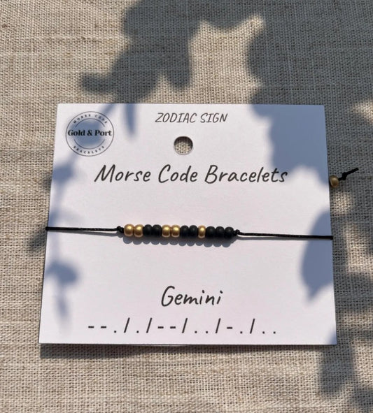 Gemini Zodiac Morse Code Bracelet