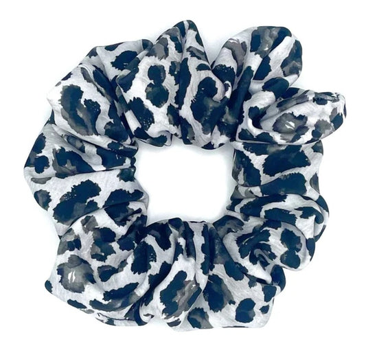 Grey Leopard Print Scrunchie