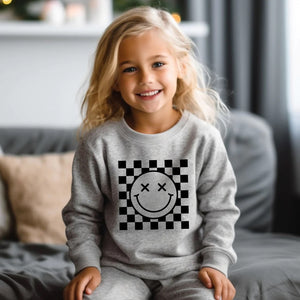 Kids Checkered Smile Crewneck - Darling Designz