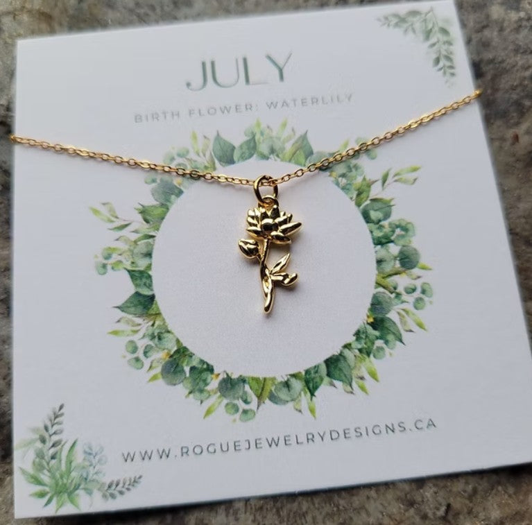 July Birth Flower Necklace