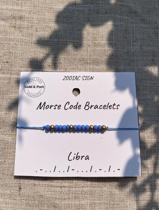 Libra Zodiac Morse Code Bracelet