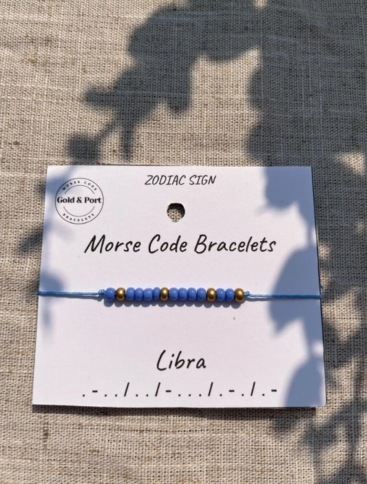 Libra Zodiac Morse Code Bracelet