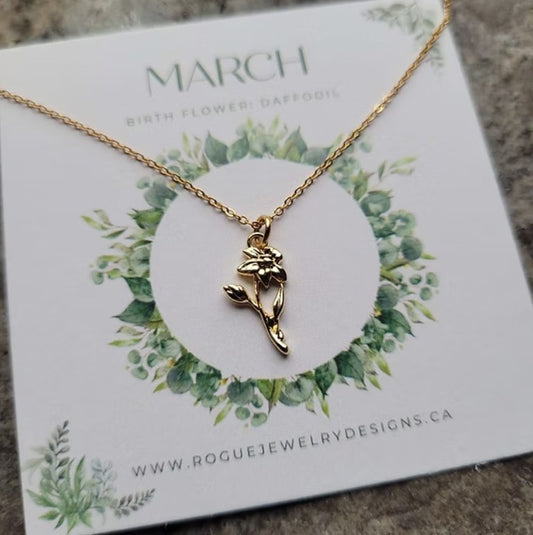 March Birth Flower Necklace