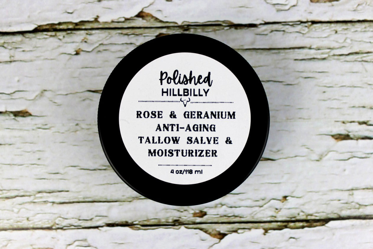 Rose & Geranium Anti-Aging Tallow Salve 4oz