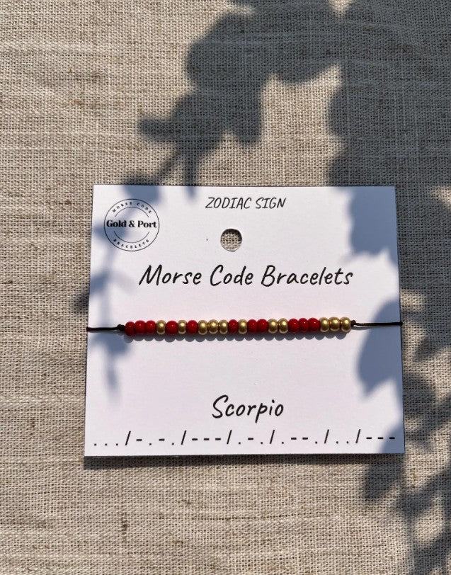 Scorpio Zodiac Morse Code Bracelet
