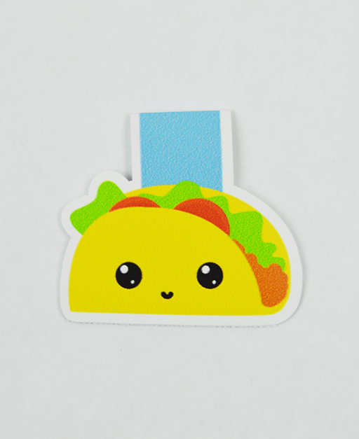 These magnetic bookmarks are the perfect companion and work great for novels, textbooks, planners and more! Simply drop these magnet clips over the page you wish to mark. You will never lose your page again with these bookmarks. This bookmark is shaped like a taco