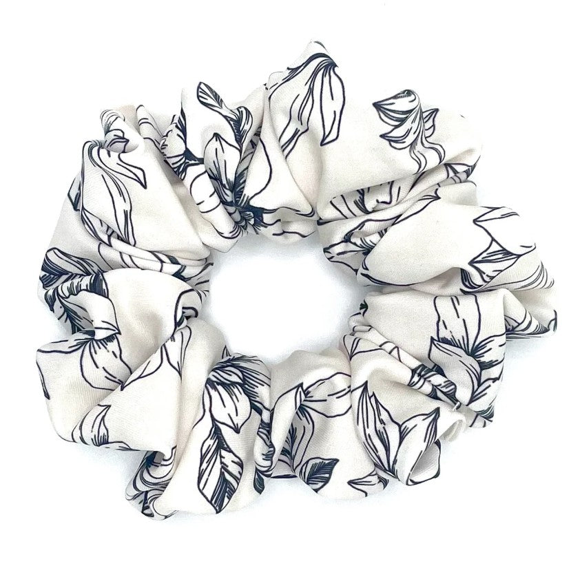 White Floral Scrunchie