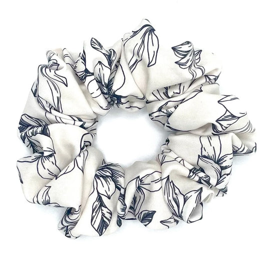 White Floral Scrunchie