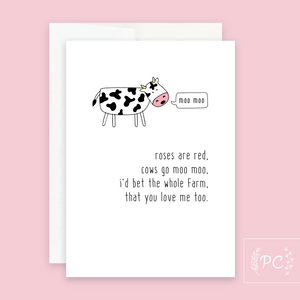 Roses Are Red Cows Go Moo Moo / Card - Prairie Chick Prints