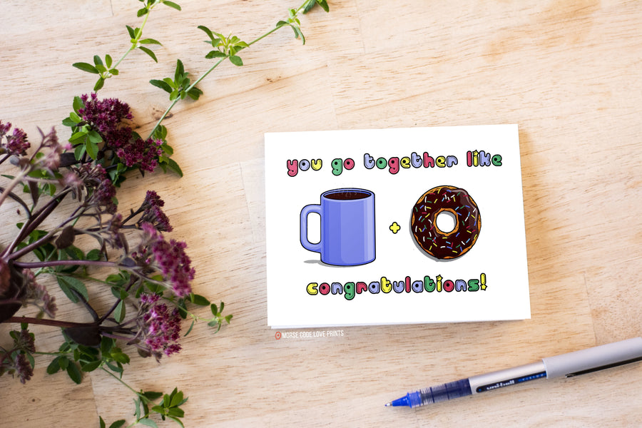 Coffee + Donuts Card - Morse Code Love Prints