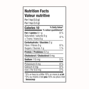 Nutritional Facts, 10 calories per 1 teaspoon of the Salted Caramel Blume Powder.