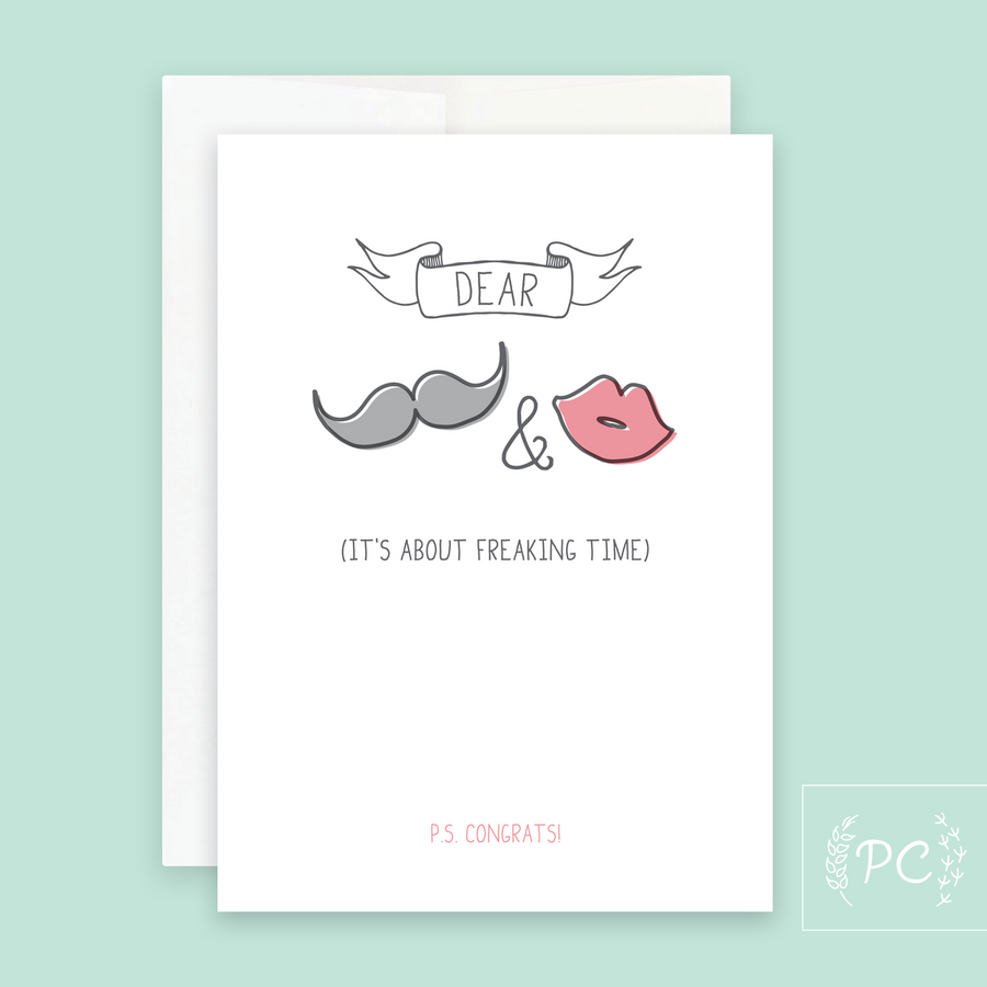 Dear Moustache & Lips Card - Prairie Chick Prints