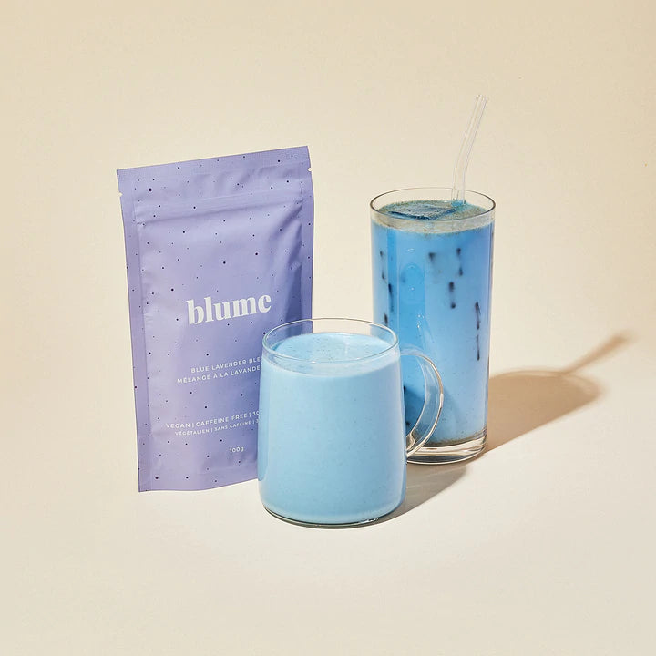 Blue Lavender Blume power can be used for both hot and iced lattes and are super easy to make.