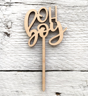 Oh Boy Wooden Cake Toppers - Etch'd Designs