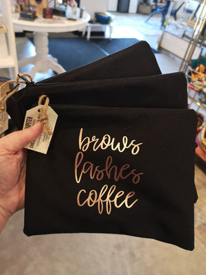 'Brows Lashes Coffee' Make Up Bag - Love Jupiter