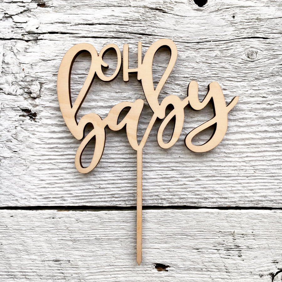 Oh Baby Wooden Cake Toppers - Etch'd Designs