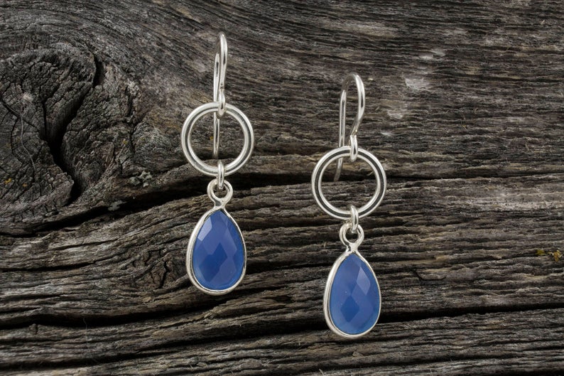 Blue Topaz Stone Earrings - Mackenzie Jones