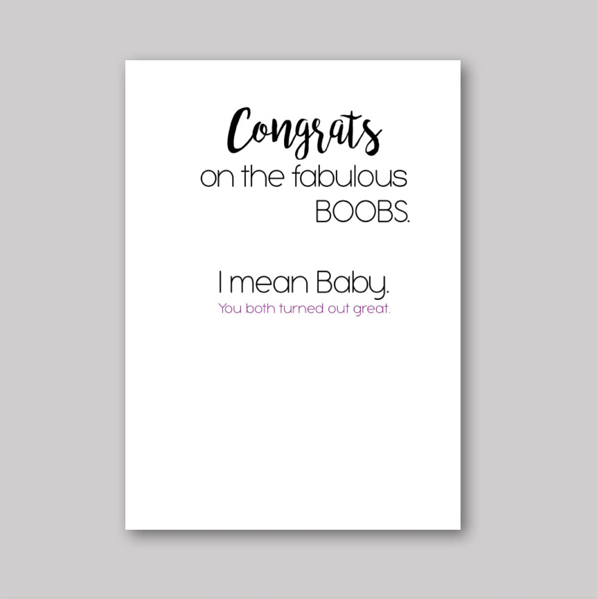 Congrats On Boobs Card - What She Said Creatives