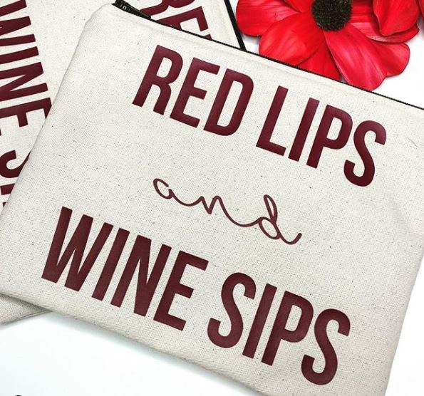 'Red Lips & Wine Sips' Make Up Bag - Love Jupiter