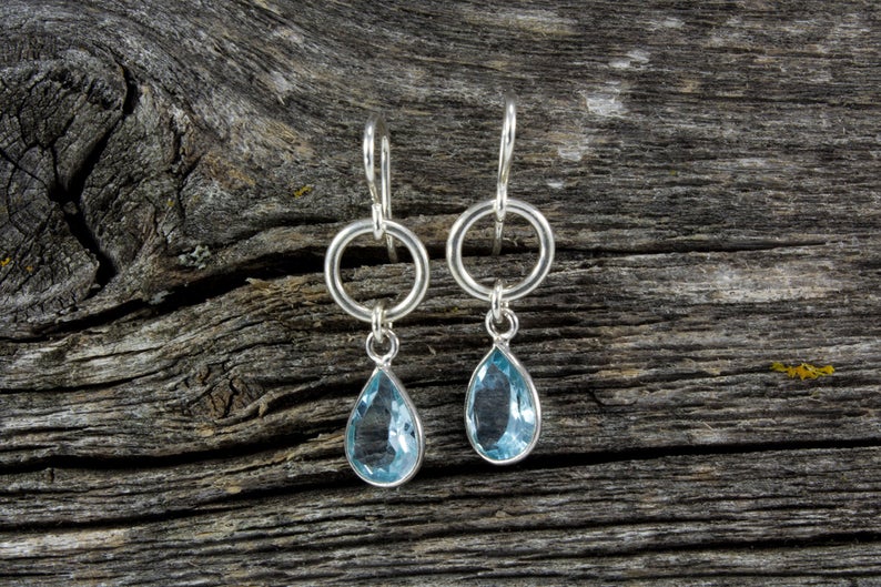 Aquamarine Stone Earrings - Mackenzie Jones