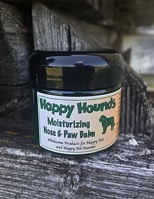 The Happy Hounds Moisturizing nose and paw Balm will absorb into the skin after only a short time and not leave a greasy film, however use caution when applying to paw pads to avoid injury to pet from slipping until product has been fully absorbed.