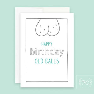 Happy Birthday Old Balls Card - Prairie Chick Prints