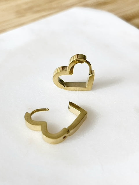Heart Hoop Earrings / Gold - Aurora Lux