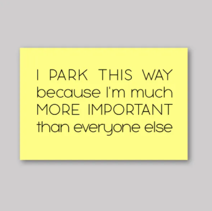 I'm More Important Parking Cards - What She Said Creatives