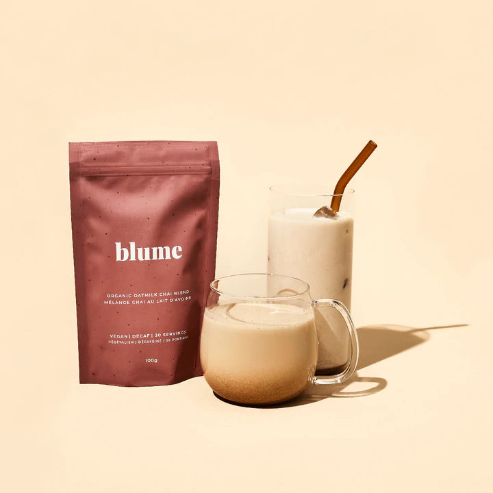 The Oat Milk Chai Blume blend makes spicy hot or iced chai latte.