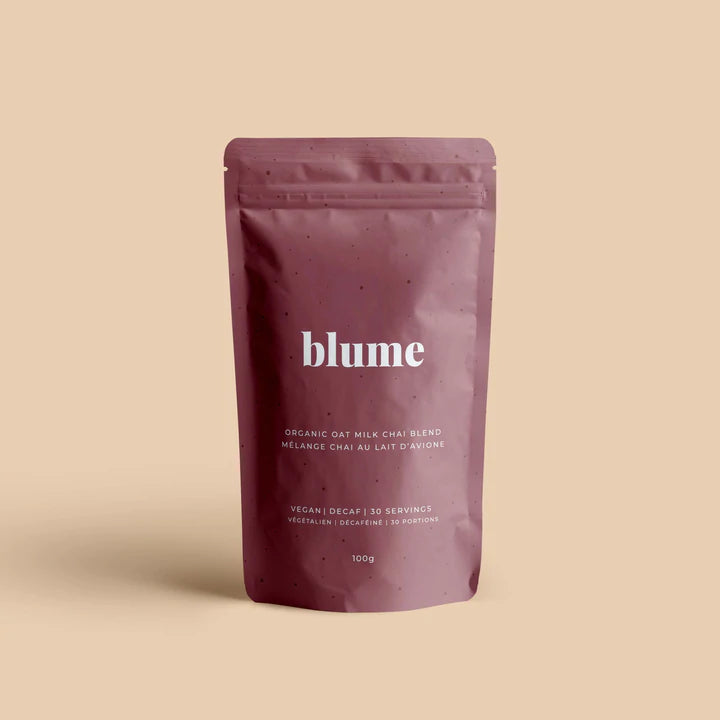 The 100g bag of Blume Oat Milk Chai blend makes approximately 30 lattes. 