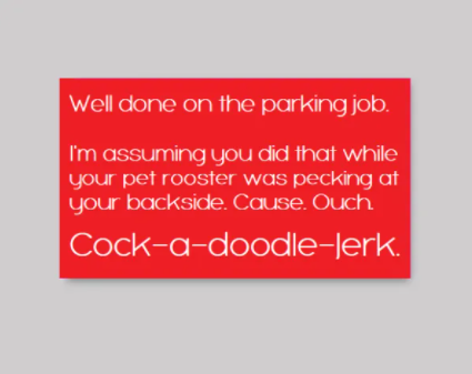 Ouch Parking Cards - What She Said Creatives