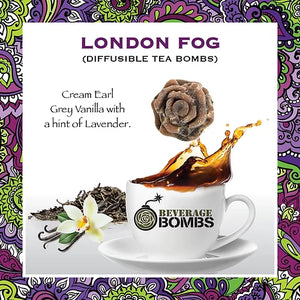 Beverage Bombs London Fog diffusible tea bombs. Cream earl grey vanilla with a hint of lavender