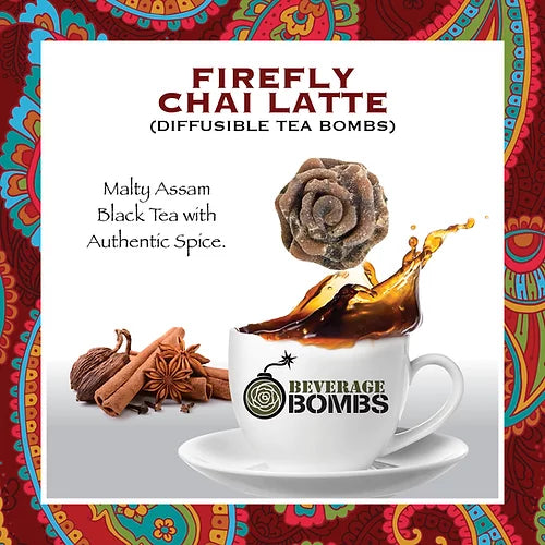 Firefly Chai Latte diffusible tea bomb from Beverage Bomb. a malty assam black tea with authentic spice